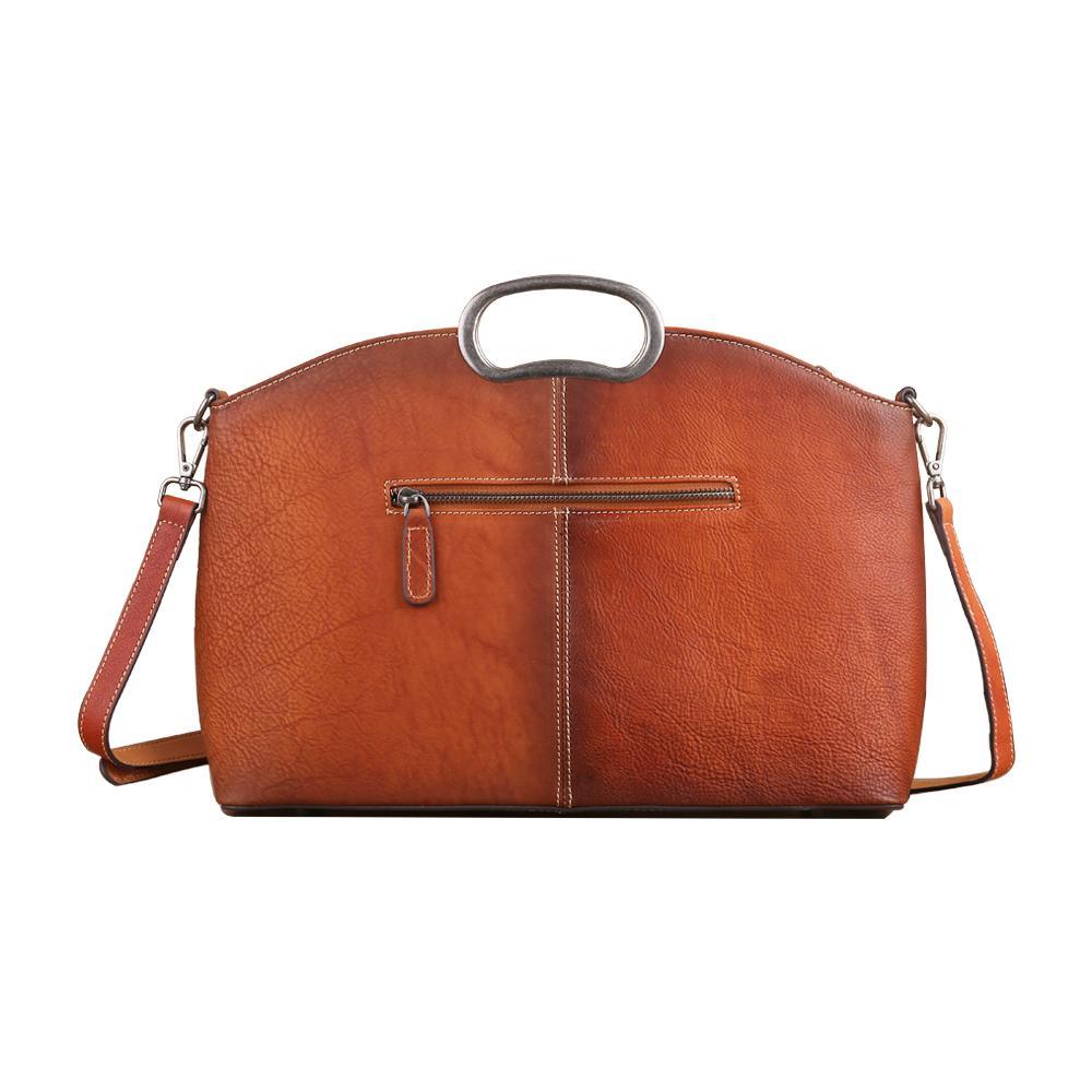 Rustic Mandala Leather Tote Bag