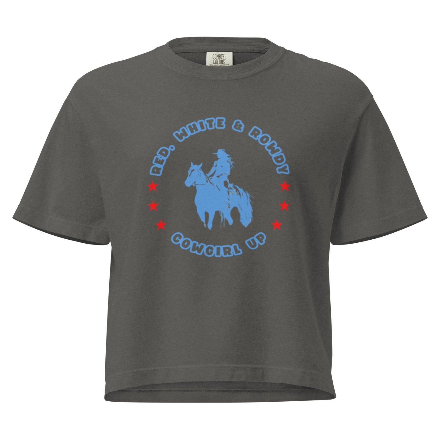 Red White Rowdy Mid Length Box Tee