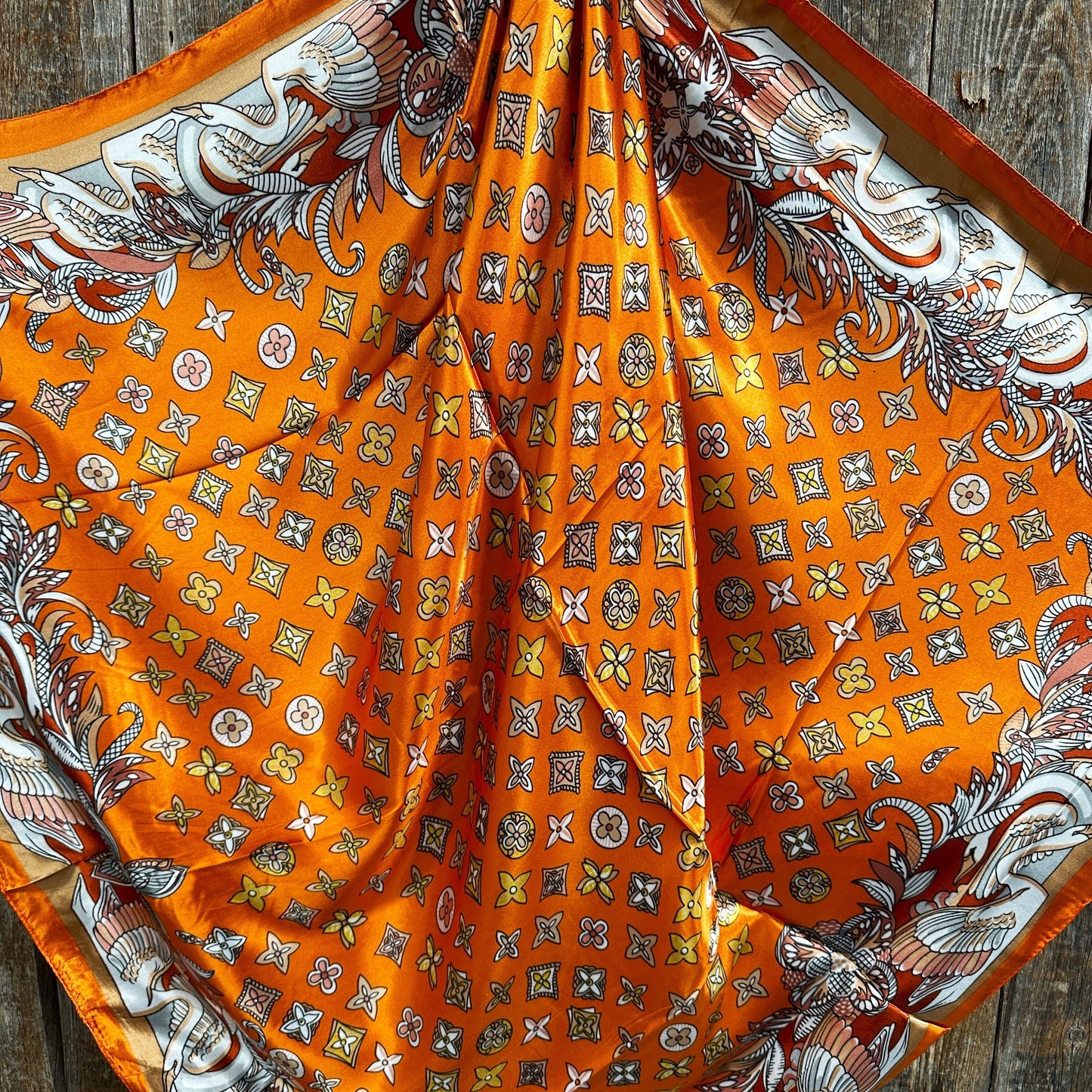 35X35" Orange Multi-Floral Wild Rag / Scarf WR913