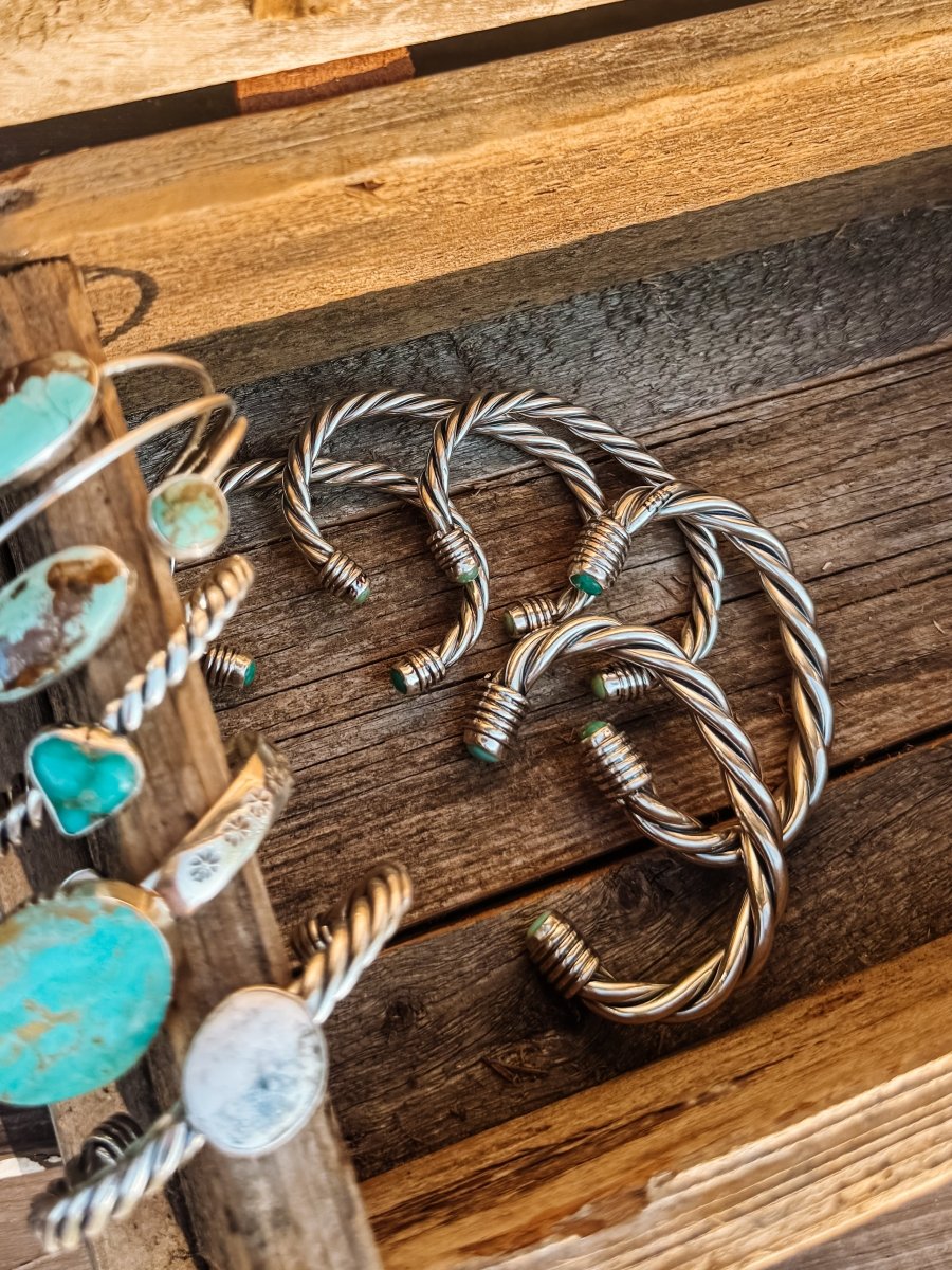 Wylie Turquoise Cable Cuff Bracelet (Large)