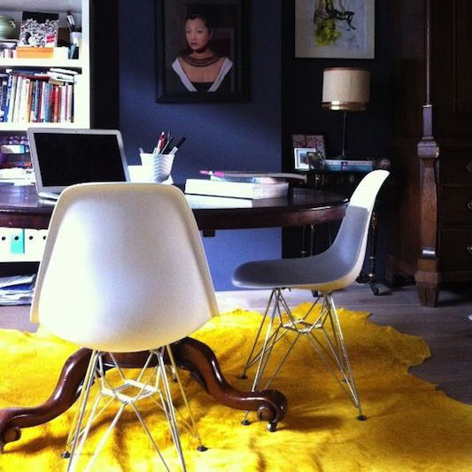 Yellow Dyed Cowhide Rug