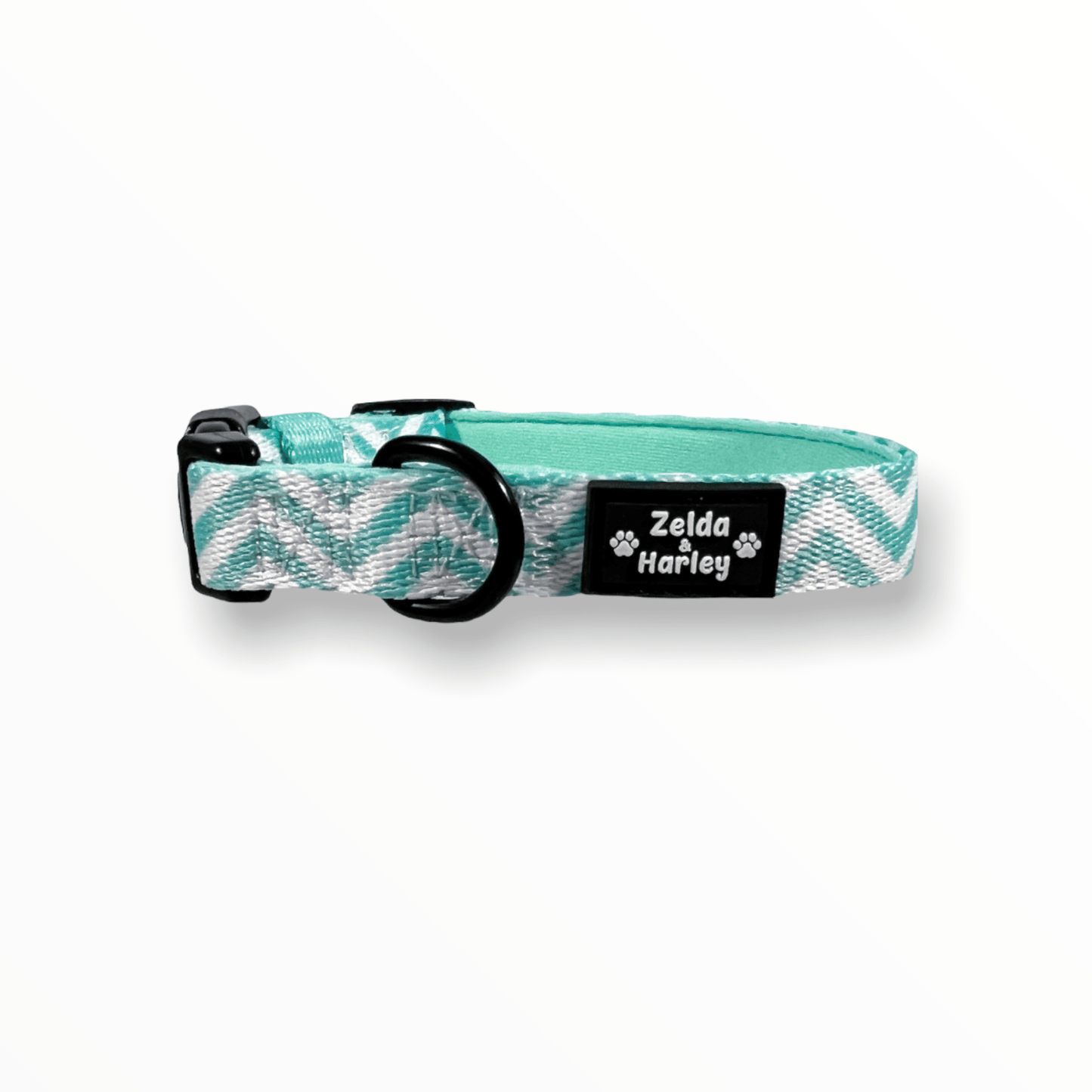 Zig Zag Wag Dog Collar & Free Bow Tie - Pastel Green