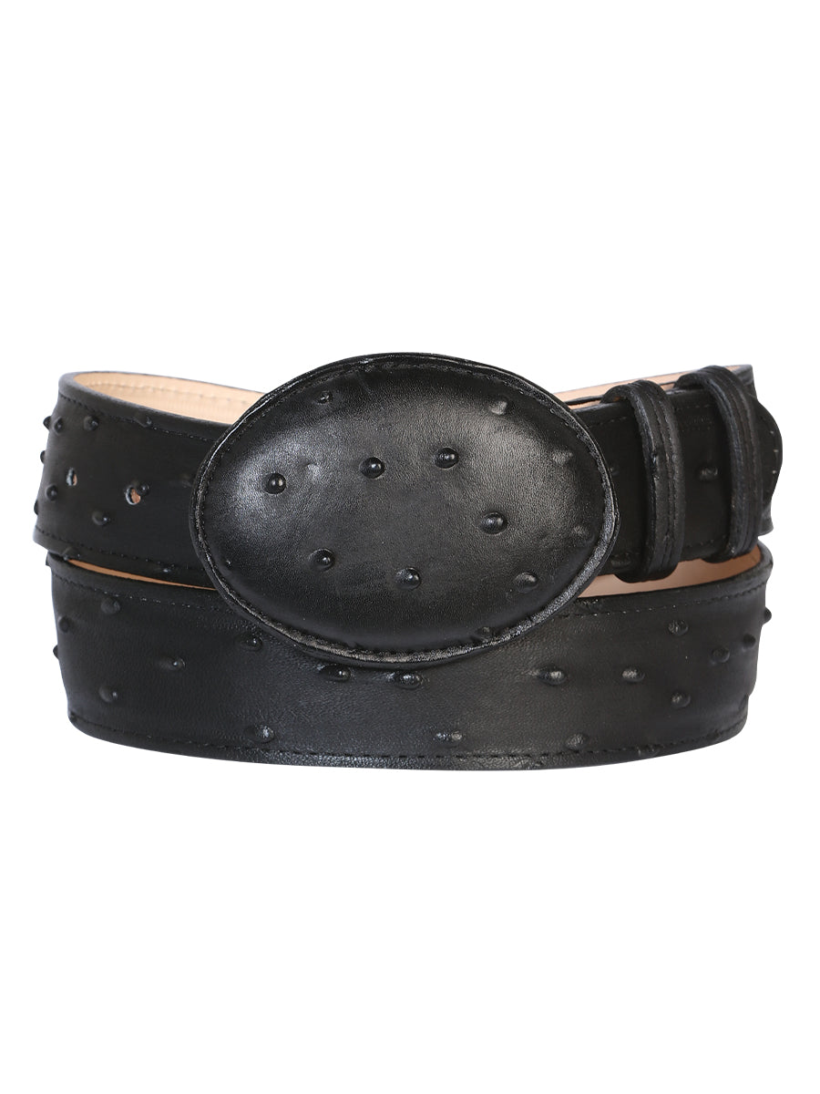 Cowboy Belt - El  Senor de los Cielos - Imitation Ostrich - Black 705