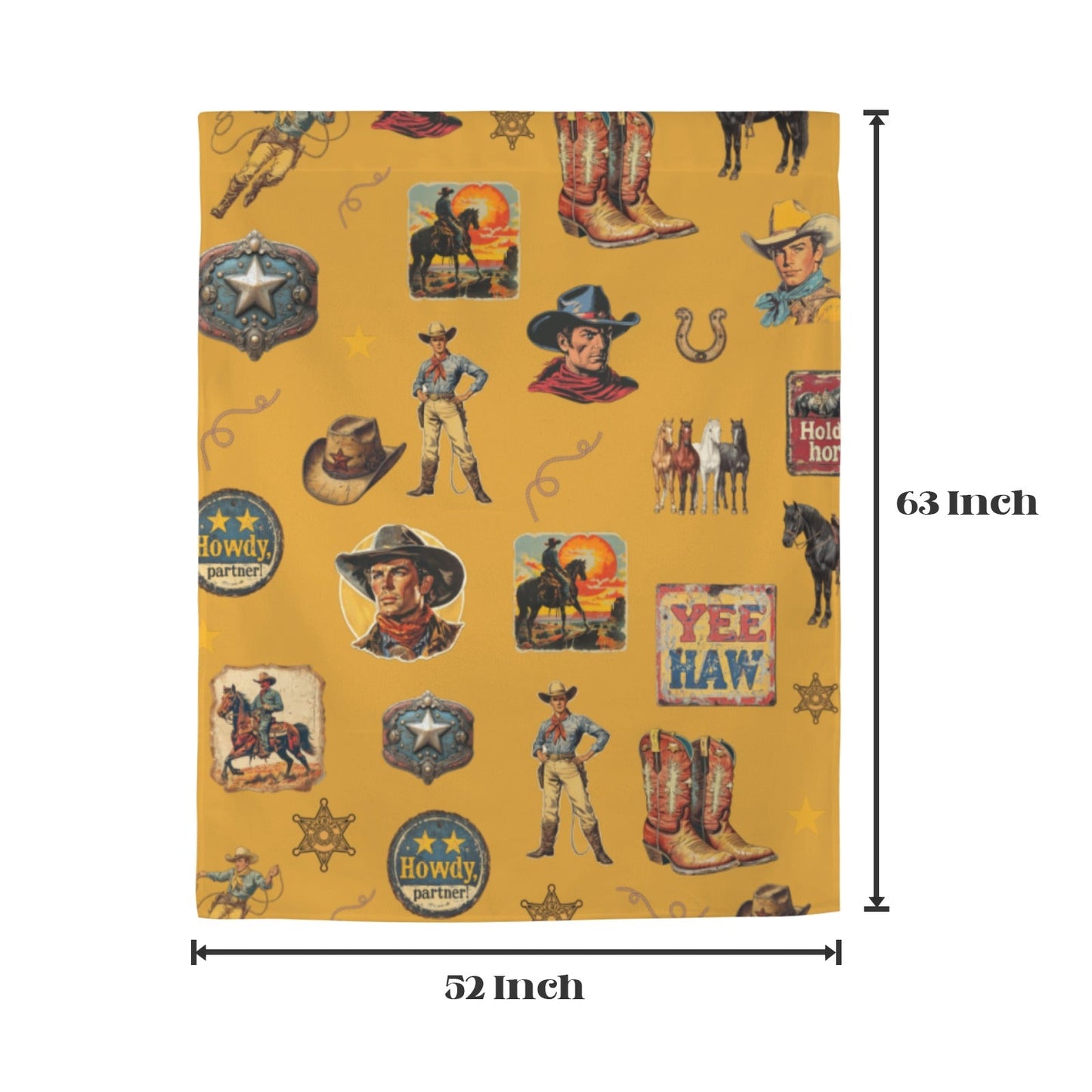 Vintage Cowboy Collage Western Curtains 52" x 63" Made in America