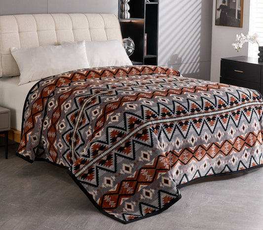 Langley Brown & Grey Aztec Blanket