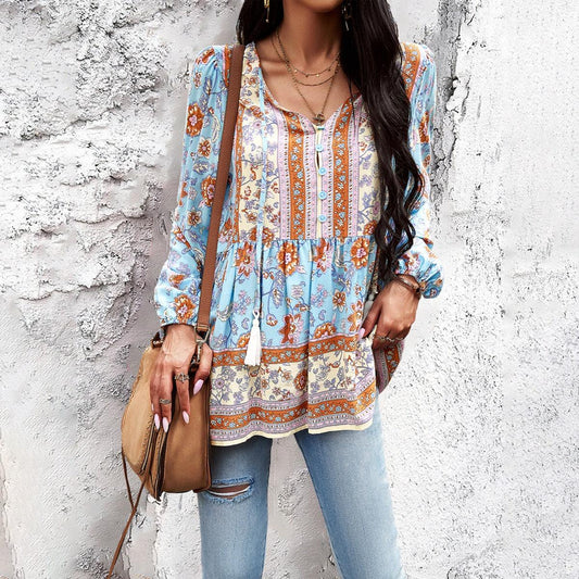 Western V-neck Long Sleeved Top | Perfect Cowgirl Style for Every Occasion
