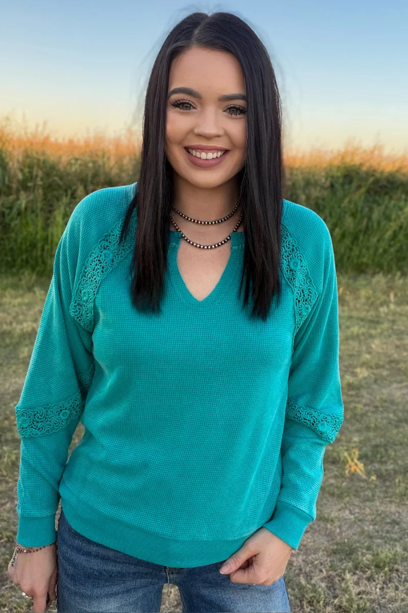 Cowgirl Chic top - Turquoise