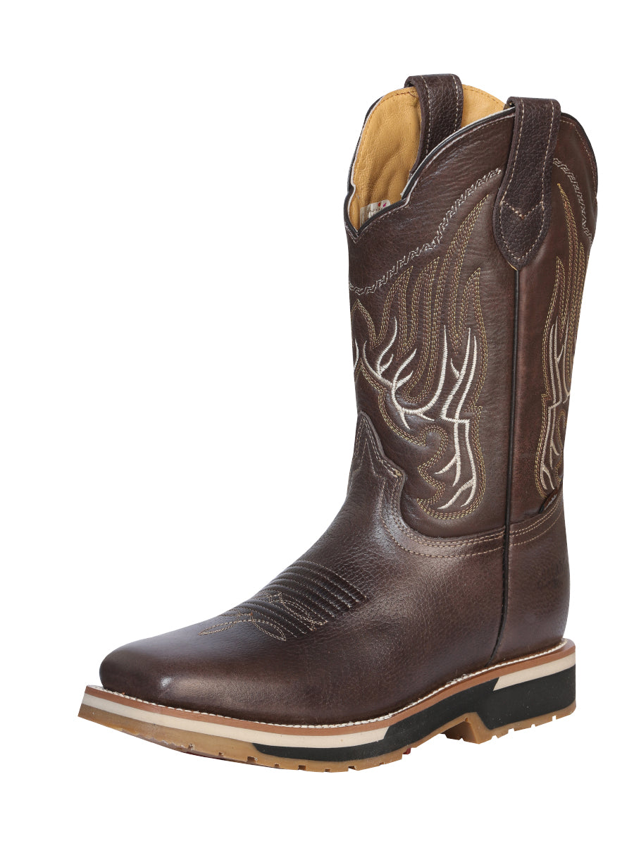 Establo Men's Rodeo Boot — Bovine Grizzly Leather in Brown