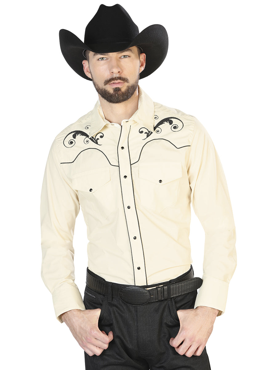 El Señor de los Cielos Embroidery Shirt Beige/Black 42960