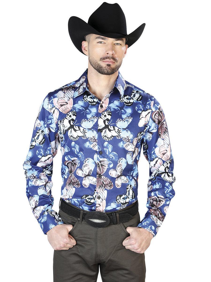 Blue Butterfly Casual Long Sleeve Shirt