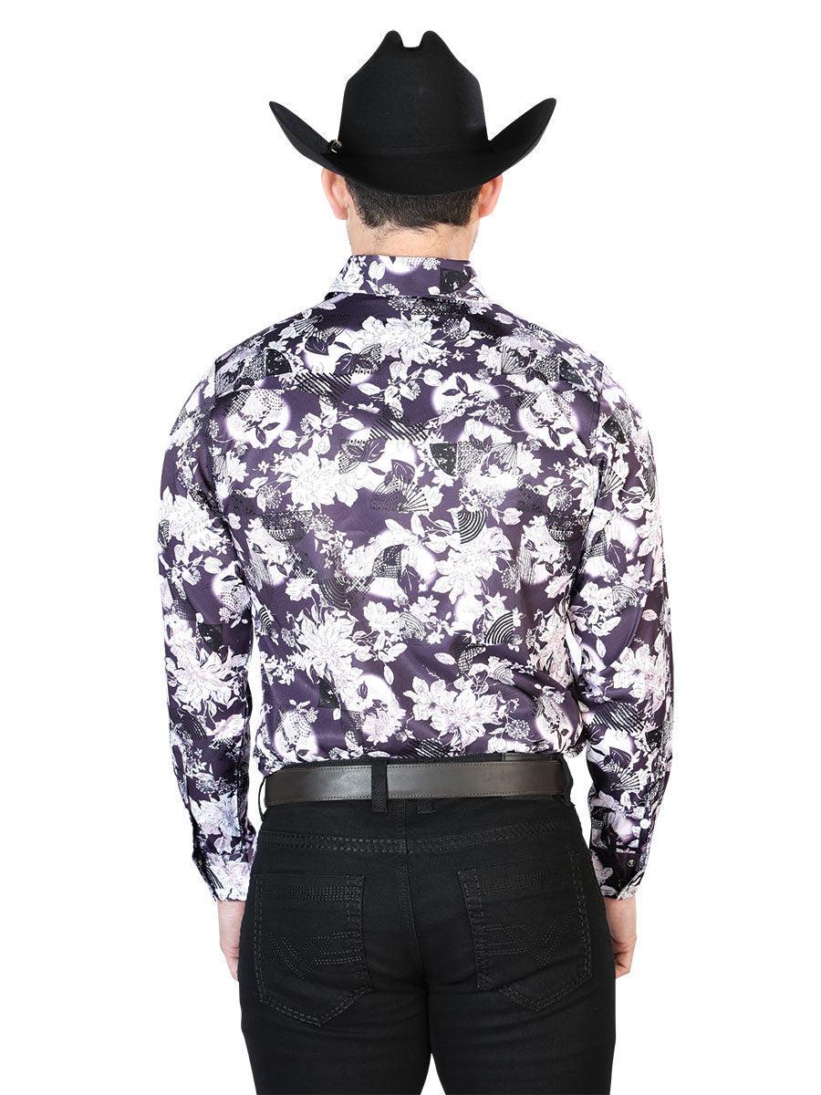 Purple Flower Print Long Sleeve Shirt