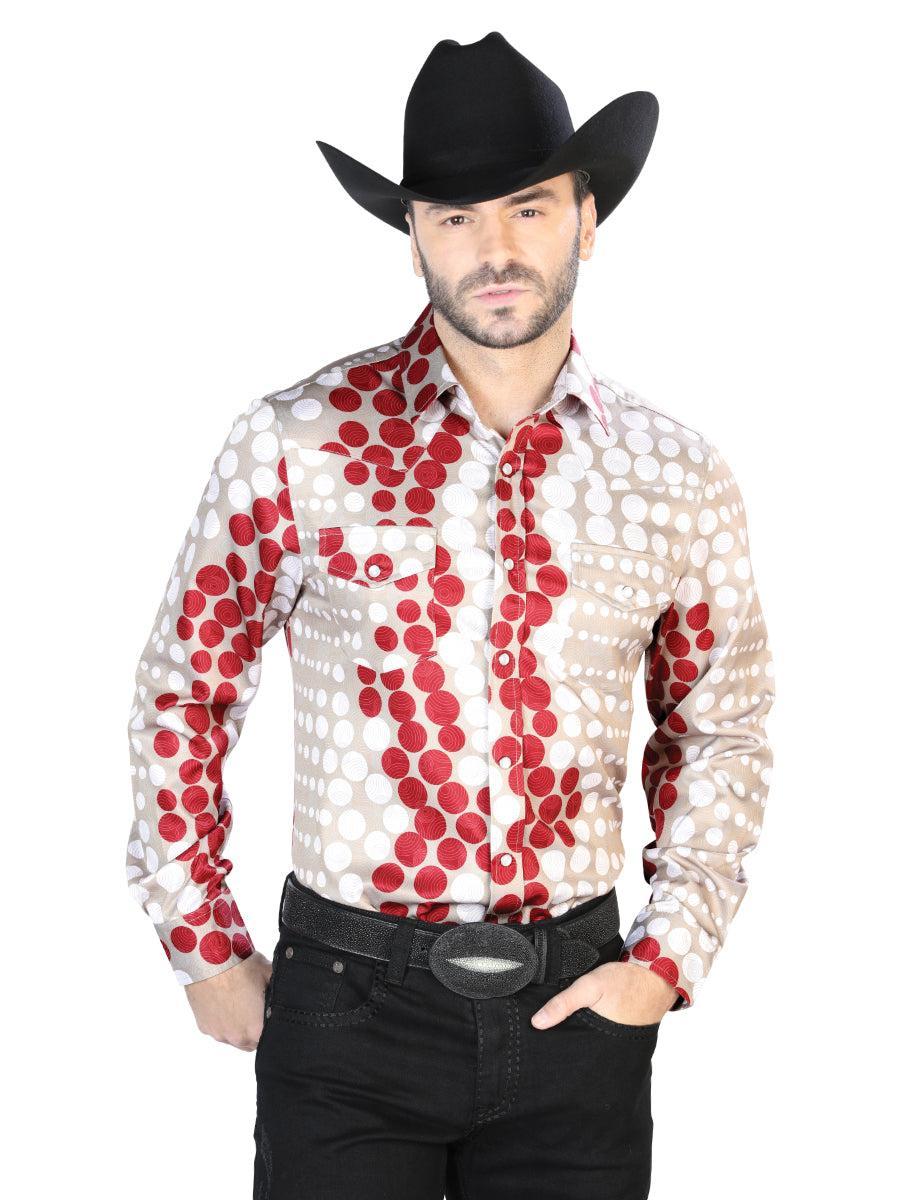 Burgundy And Gold Casual Long Sleeve Shirt