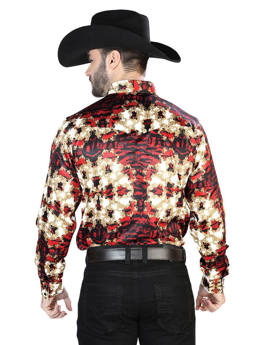 Burgundy And Gold Casual Long Sleeve Shirt