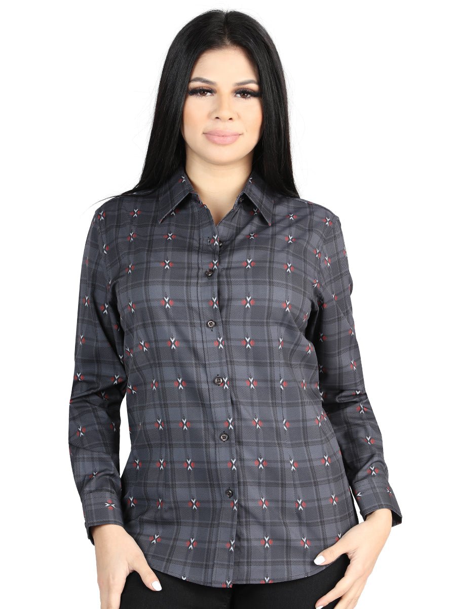 El General Casual Long-Sleeve Shirt in Gray/Brown