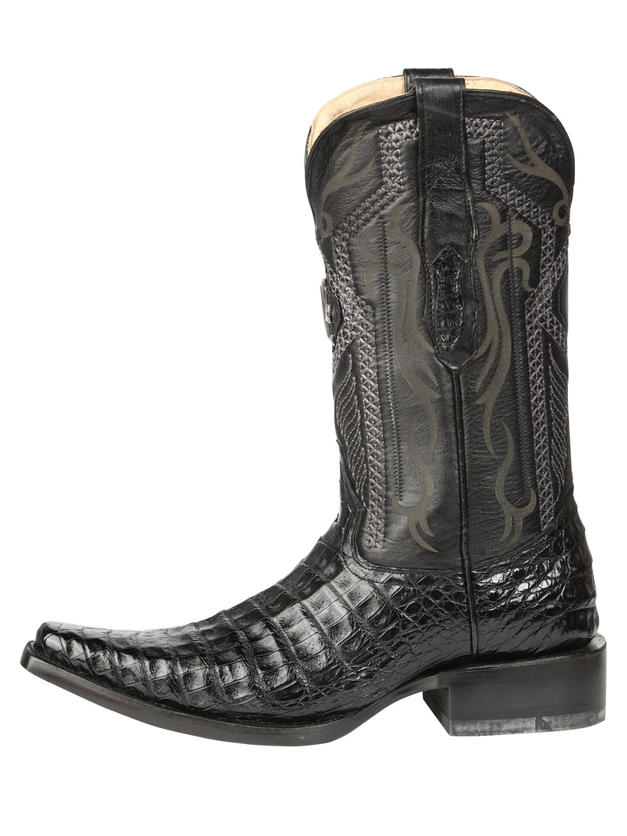 El General Men's Exotic Caiman Belly Cowboy Boots in Black