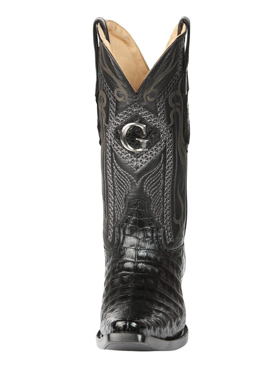 El General Men's Exotic Caiman Belly Cowboy Boots in Black