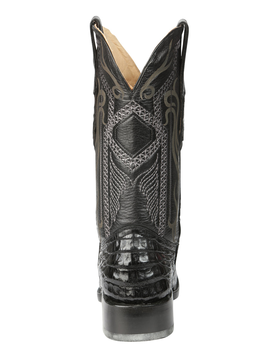 El General Men's Exotic Caiman Belly Cowboy Boots in Black