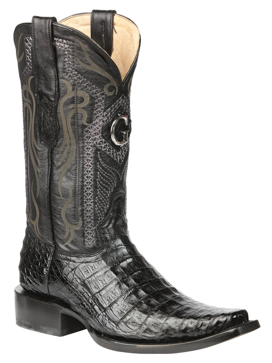 El General Men's Exotic Caiman Belly Cowboy Boots in Black