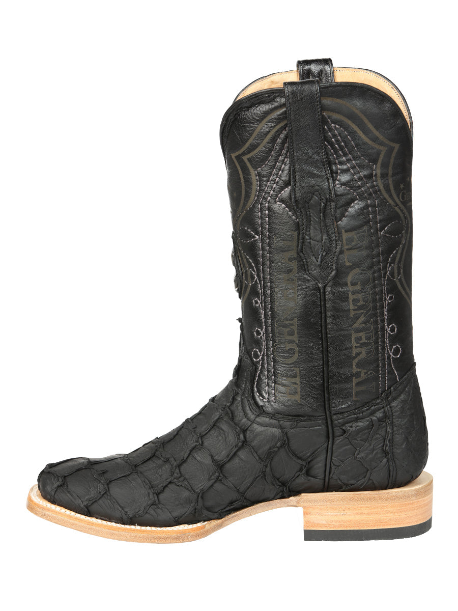 El General Men's Exotic Monster Fish Rodeo Boots in Black