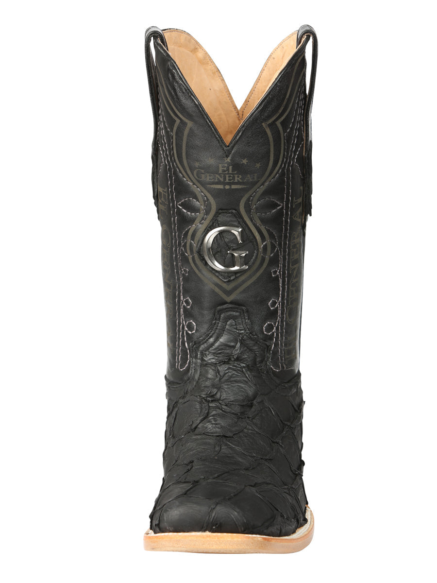 El General Men's Exotic Monster Fish Rodeo Boots in Black