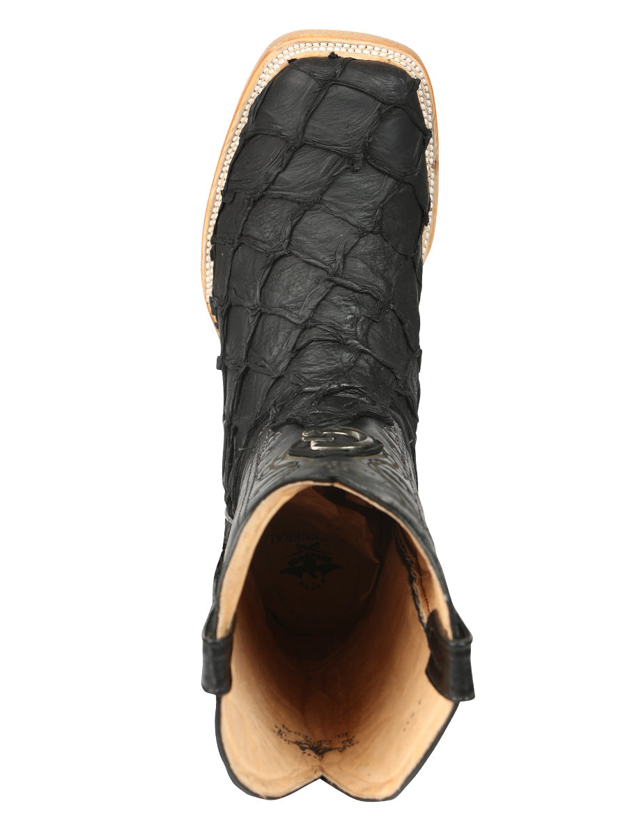 El General Men's Exotic Monster Fish Rodeo Boots in Black