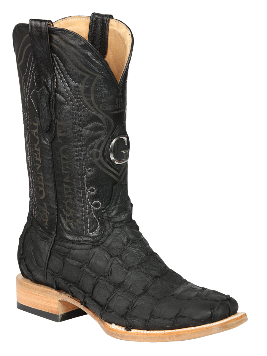 El General Men's Exotic Monster Fish Rodeo Boots in Black