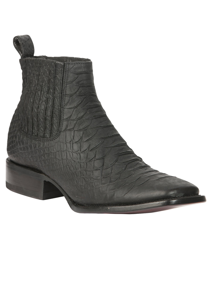 El General Men's Python Imitation Ankle Boots in Black