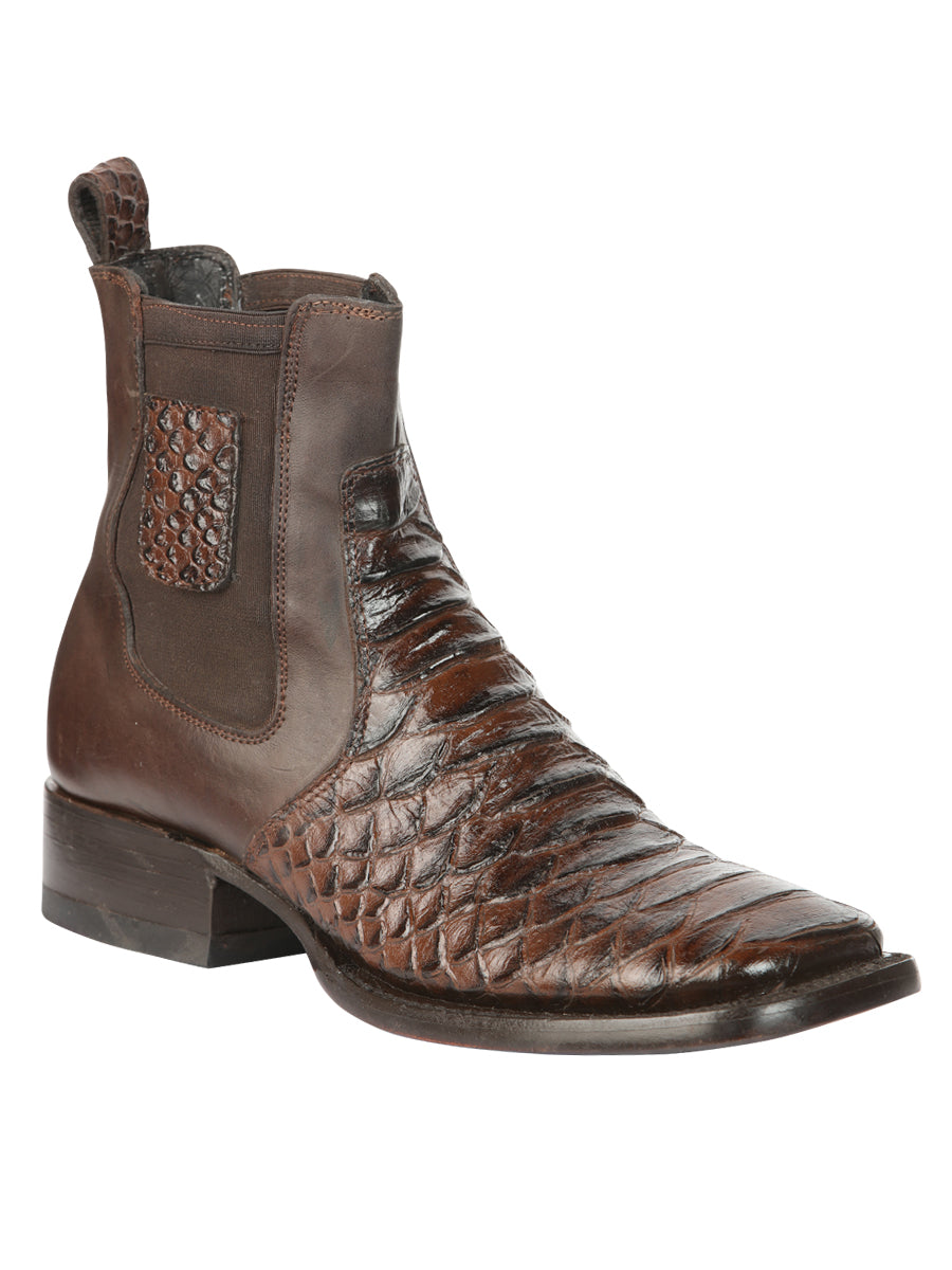 El General Men's Python Imitation Ankle Boots in Brown
