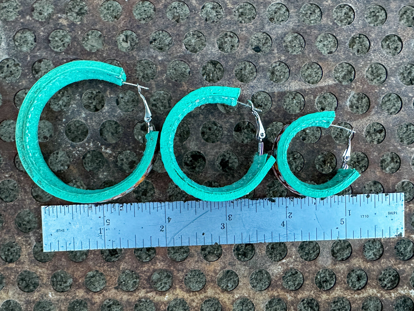 Tooled Leather Vera Hoop Earrings Large