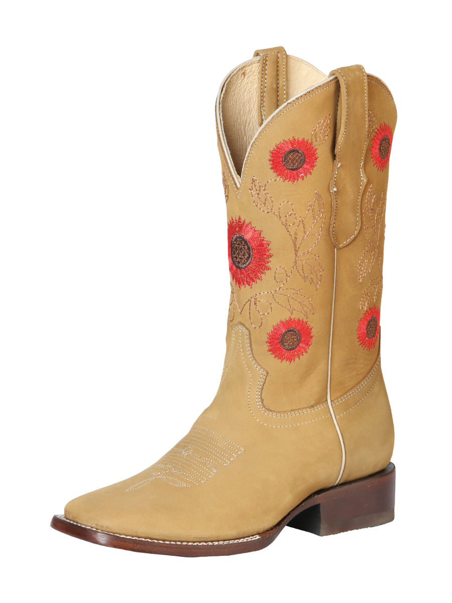 Woman Cowboy boot El General - Leatrher Nobuck  Honey 51125