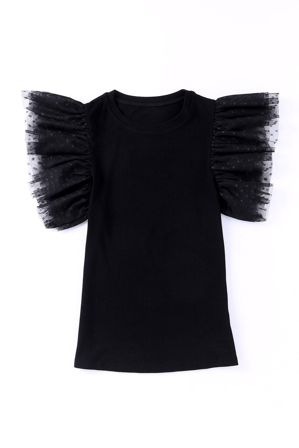 Ribbed Ruffle Sleeve Top