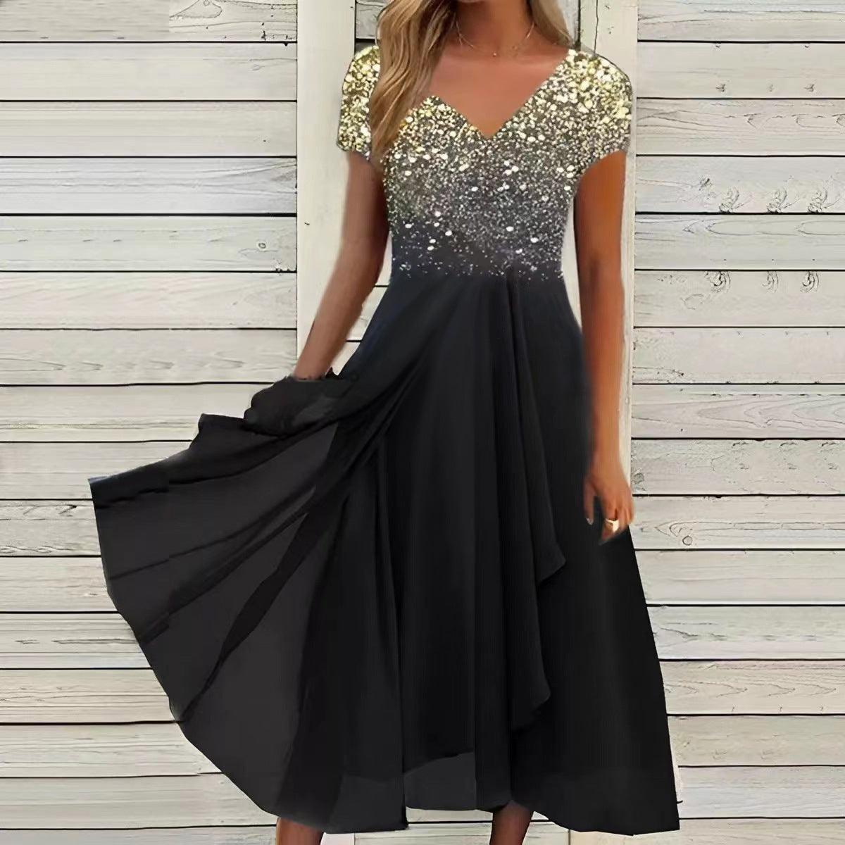 Serene Blooms Chiffon Patchwork Dress | Elegant Floral Dress for Summer
