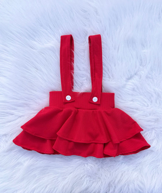 Red suspender skirt  (FINAL SALE)