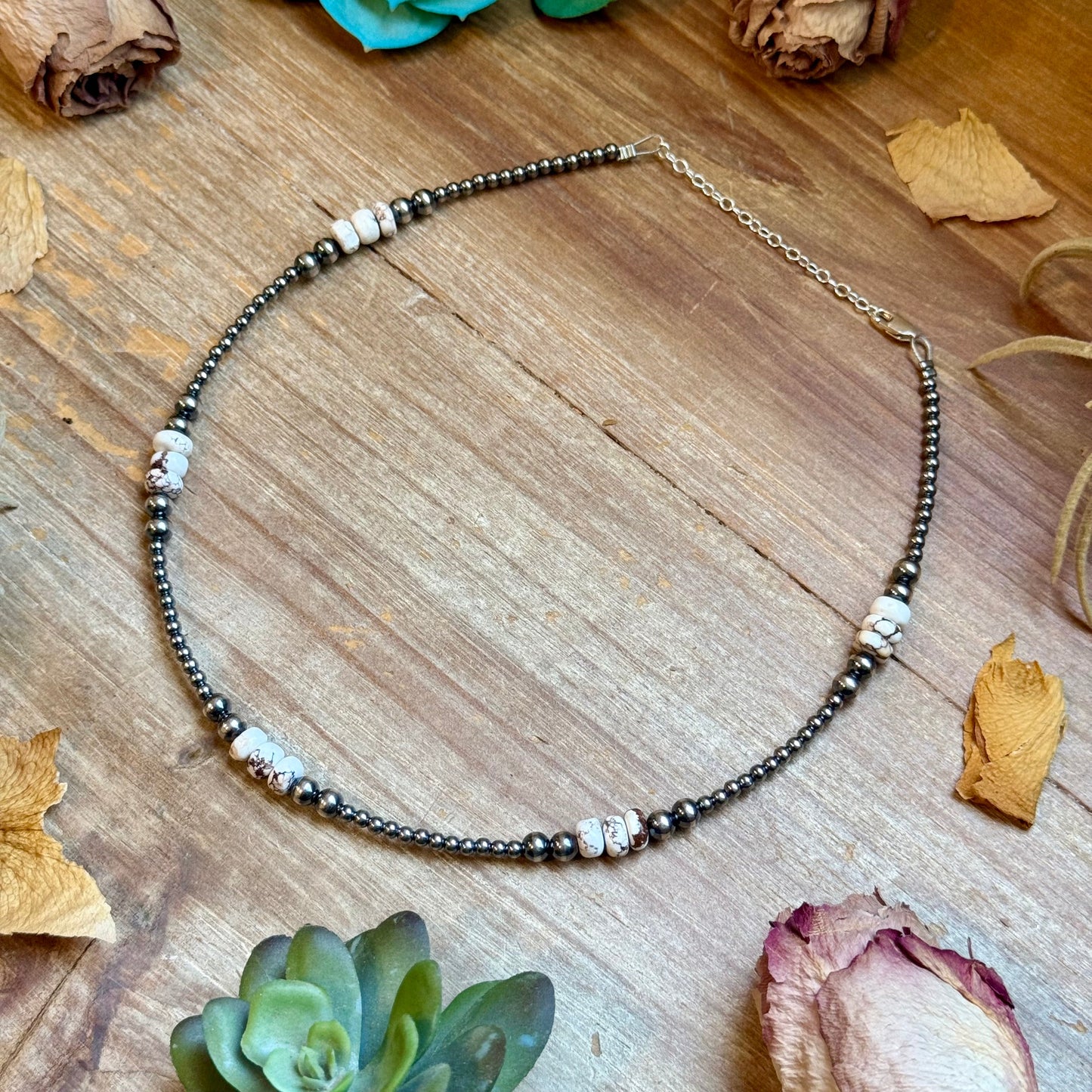 Wild Horse & Sterling Silver Pearl Necklace