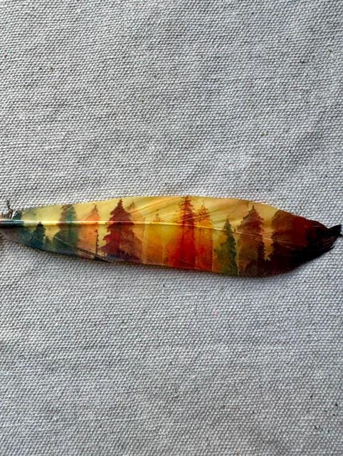 Watercolor Forest Western Hat Feather