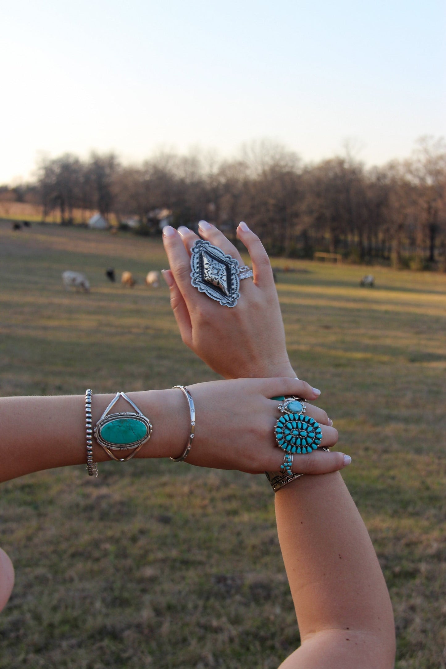 Green Grow the Lilacs Turquoise Cuff Bracelet
