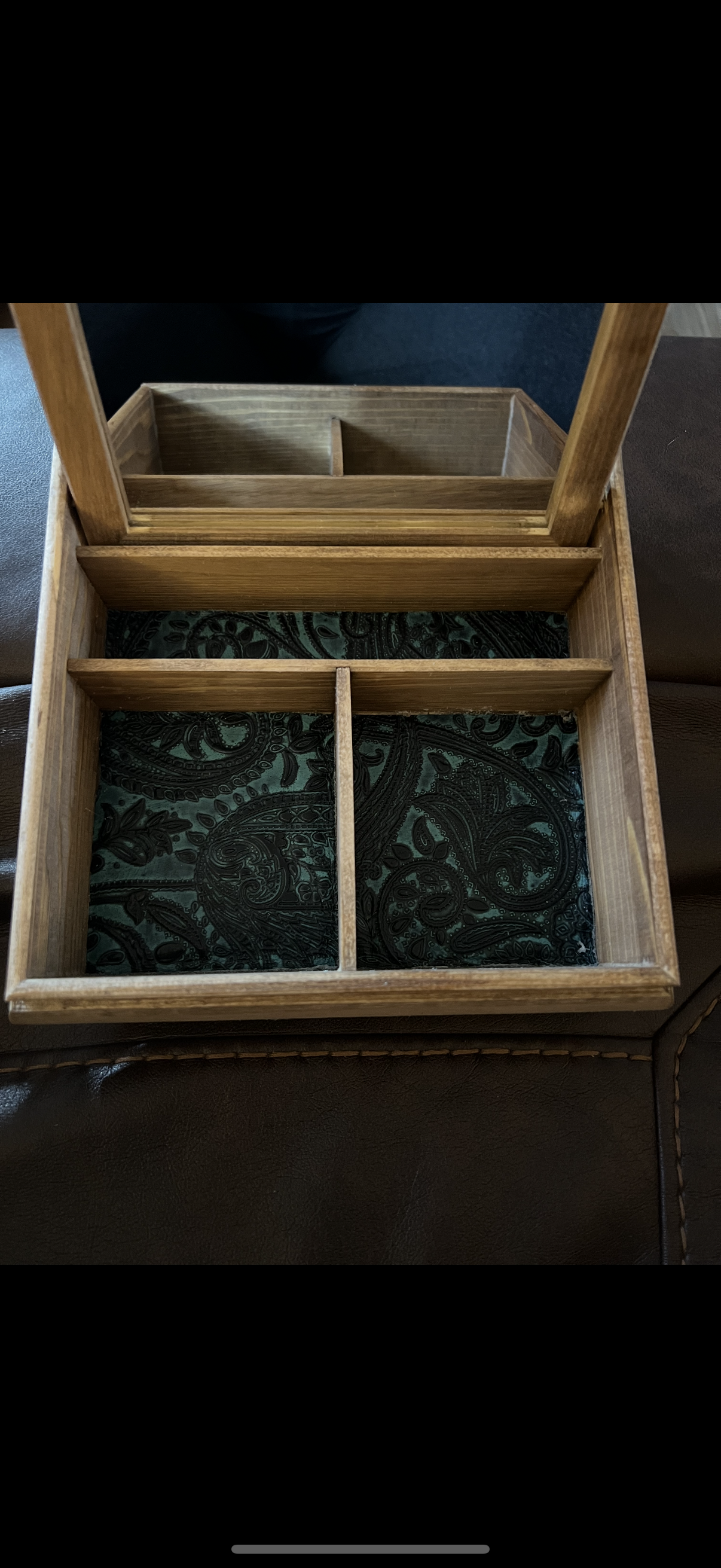 Punchy Red Mare Cowhide n leather 7.5”wooden jewelry box *Turquoise cowhide