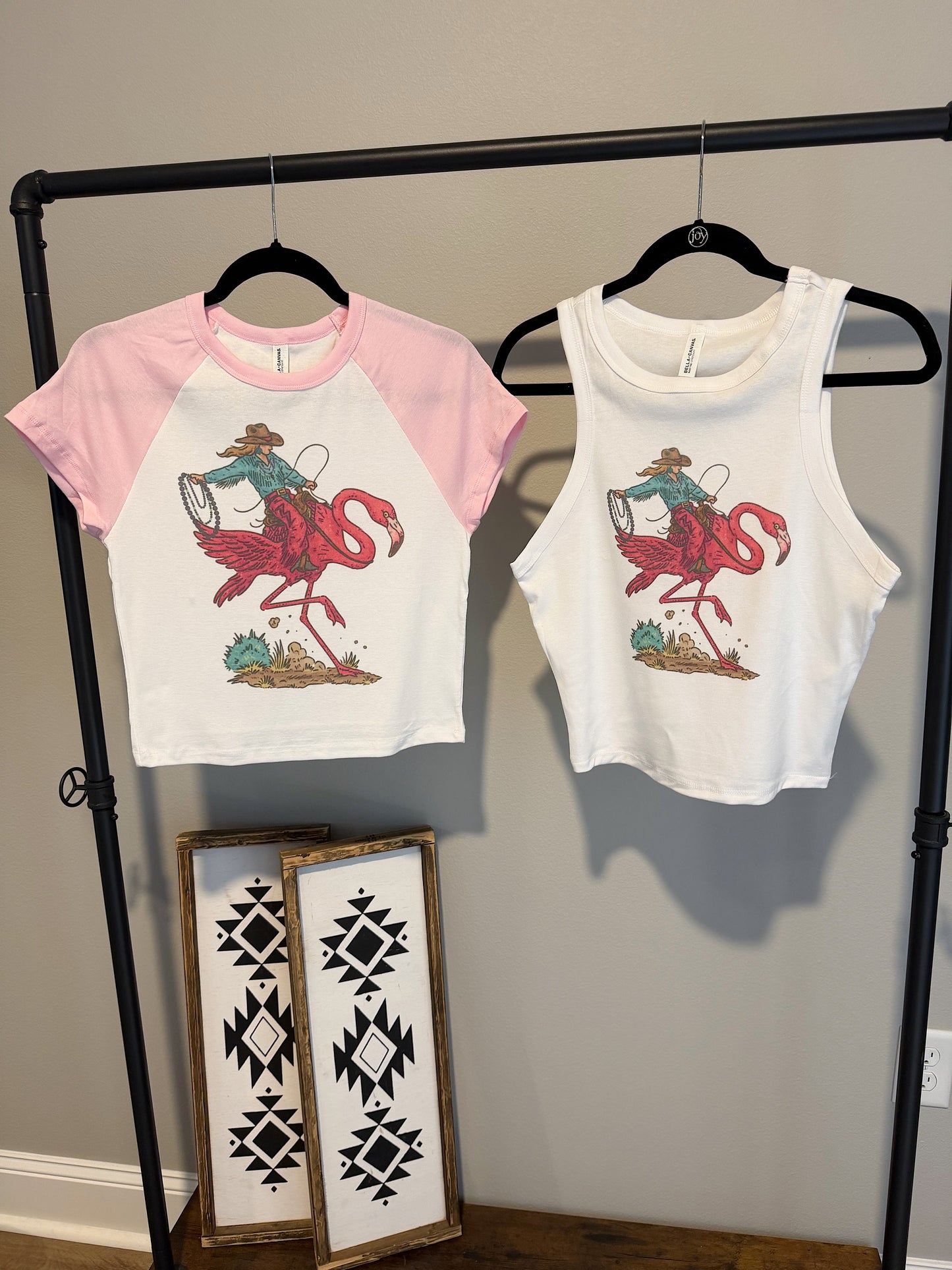 Cowgirl Flamingo Cropped Tank