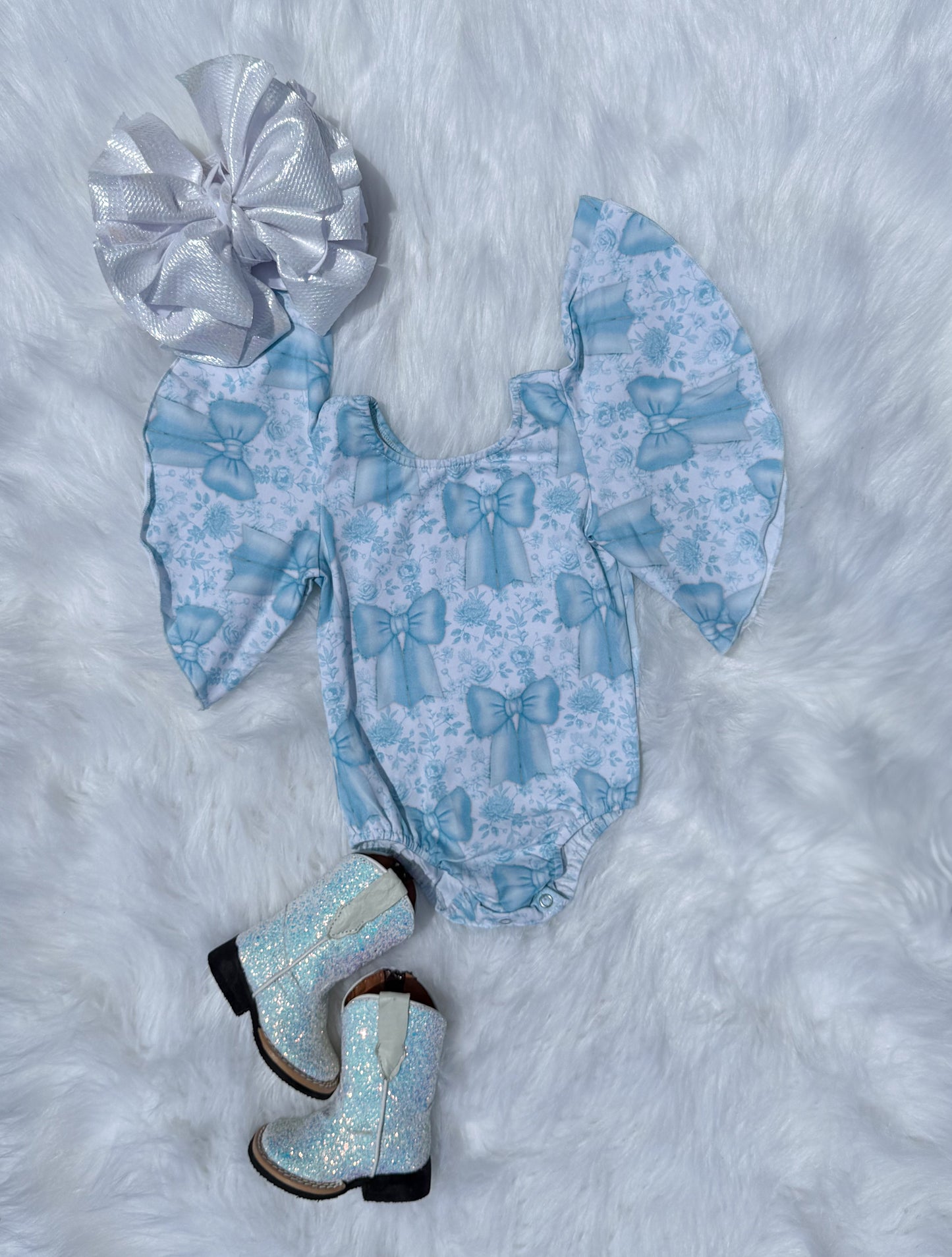 Blue Bows Flutter Sleeve Leo (FINAL SALE)