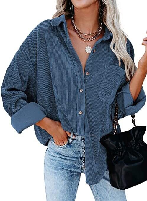 Corduroy Country Chic Shirt – Stylish Single-Breasted Cowgirl Shirt