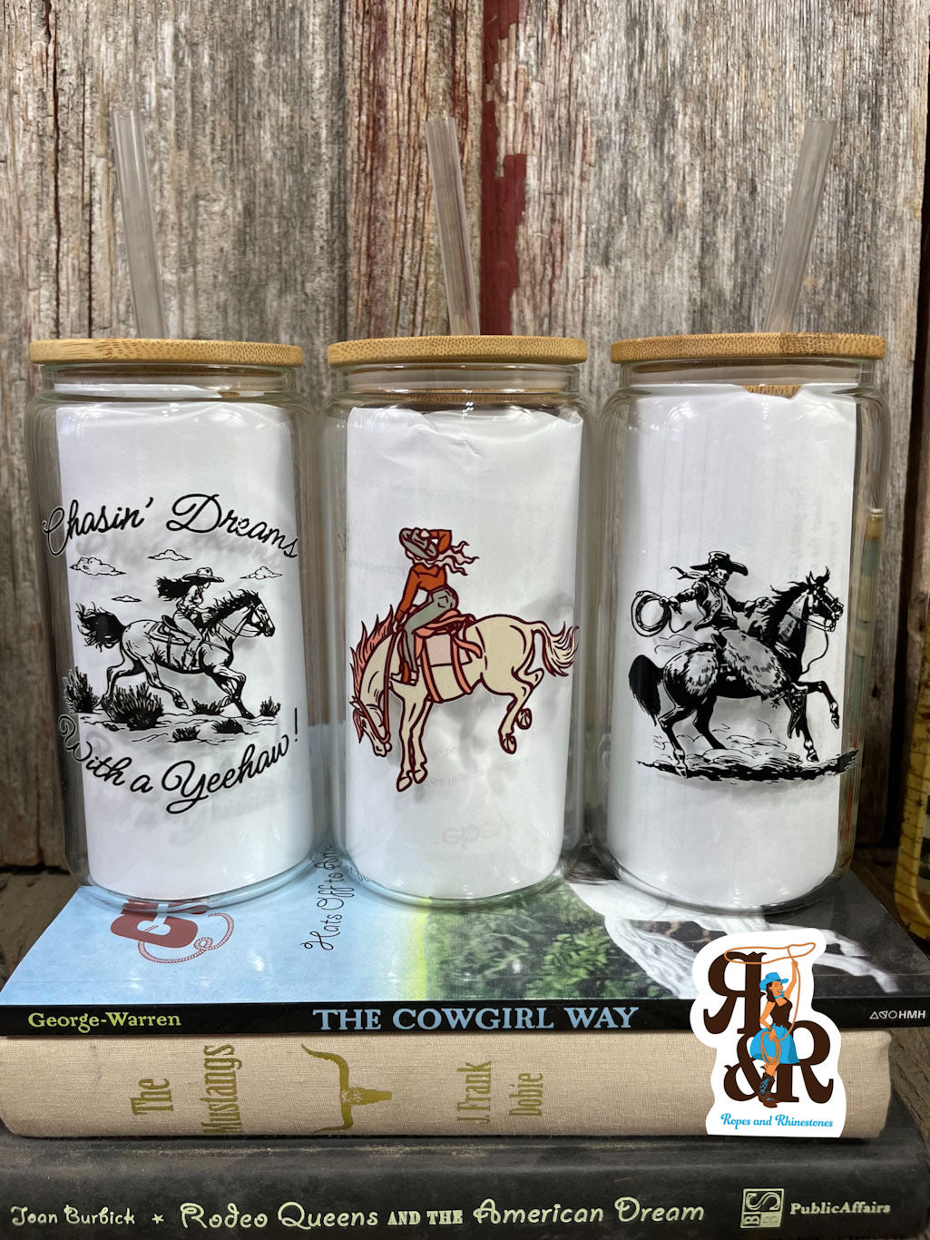 Cowboy Wearin Woolies Glass Cup 16 oz