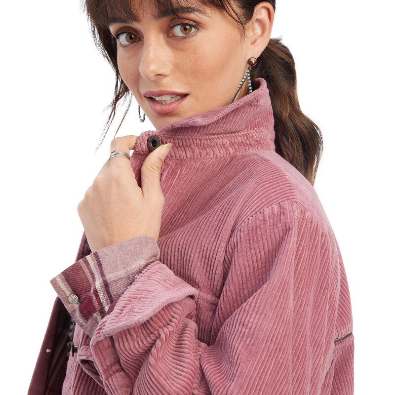 On the Run Shacket Shirt Jacket-NOSTALGIA ROSE