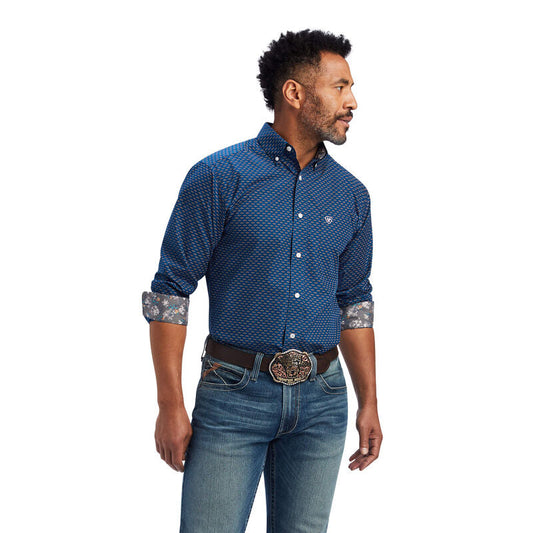 Wrinkle Free Sterling Fitted Shirt- Poseidon