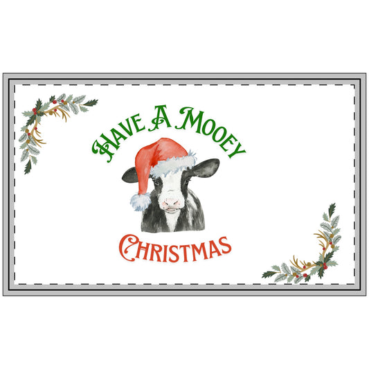 Festive Cow Doormat - "Have A Mooey Christmas" - Holiday Home Décor