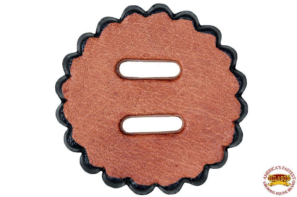 Hilason Slotted Scalloped Leather Rosette Concho Saddle Tack Tan 2"