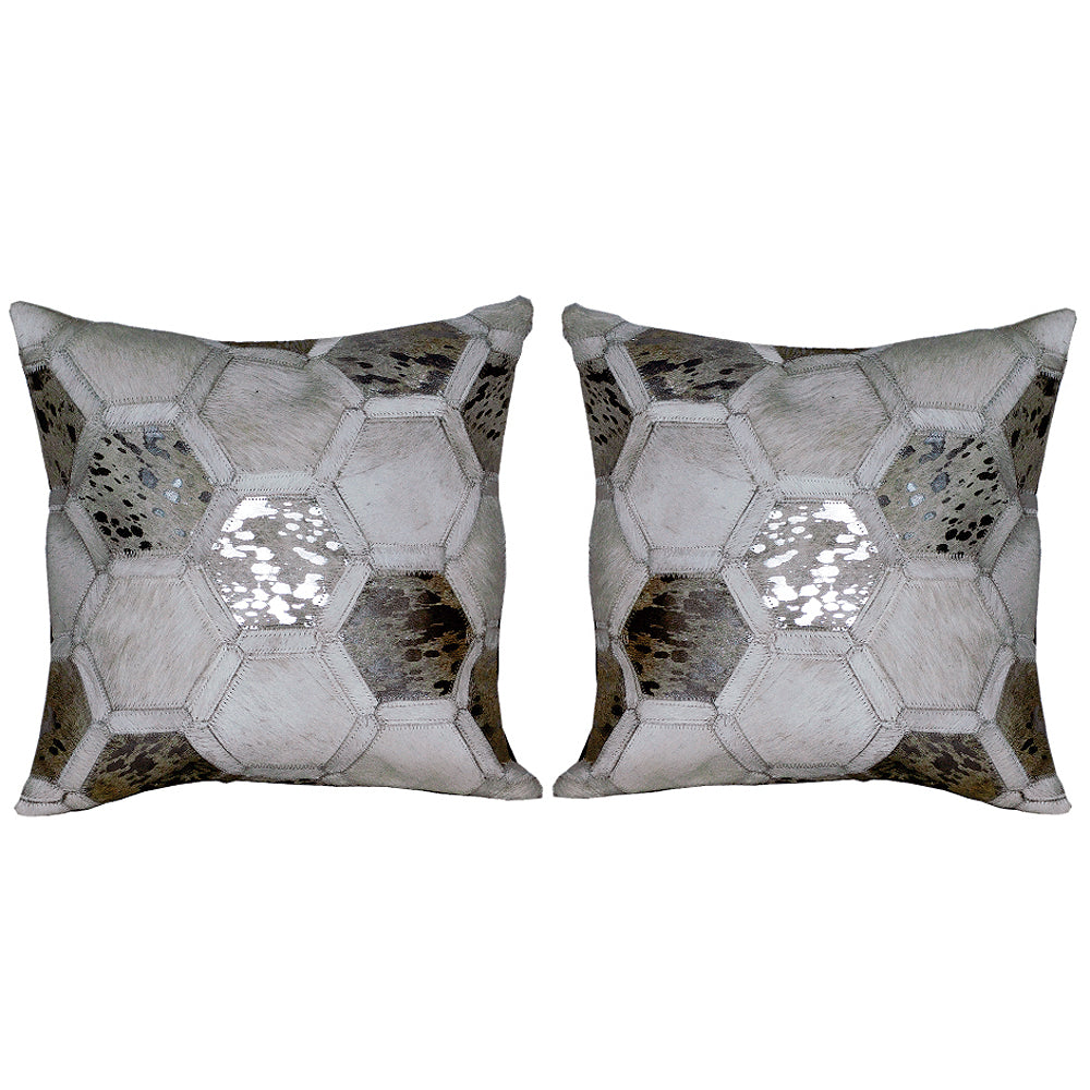 Hilason Cowhide Leather Hair-On Patchwork Cushion Pillow Cover
