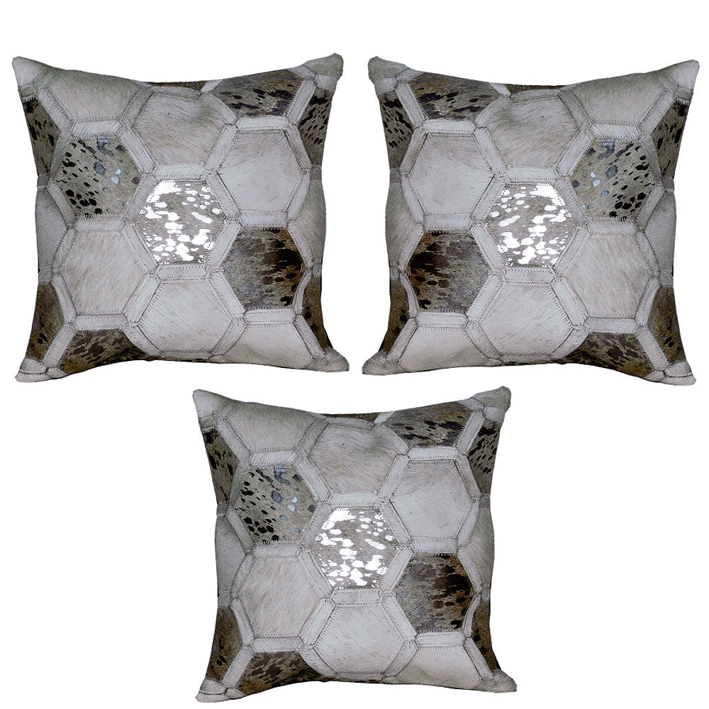 Hilason Cowhide Leather Hair-On Patchwork Cushion Pillow Cover