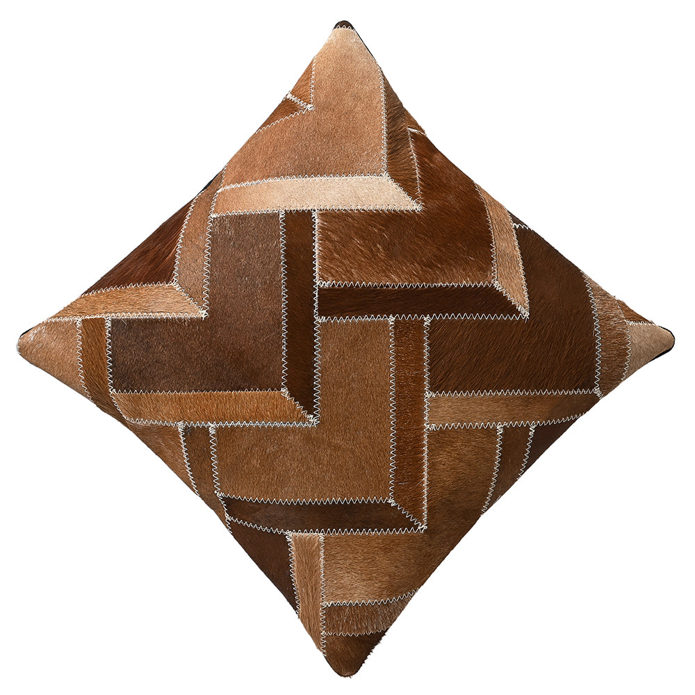 Hilason  Cowhide Leather Hair-On Patchwork Cushion Pillow Cover