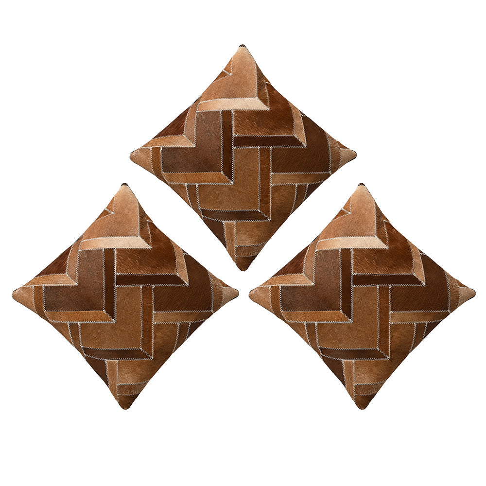 Hilason  Cowhide Leather Hair-On Patchwork Cushion Pillow Cover