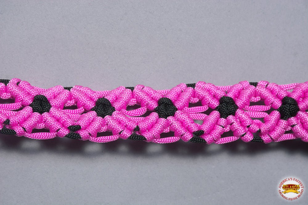 Hilason Horse Breast Collar  Braided Paracord Pink / Black